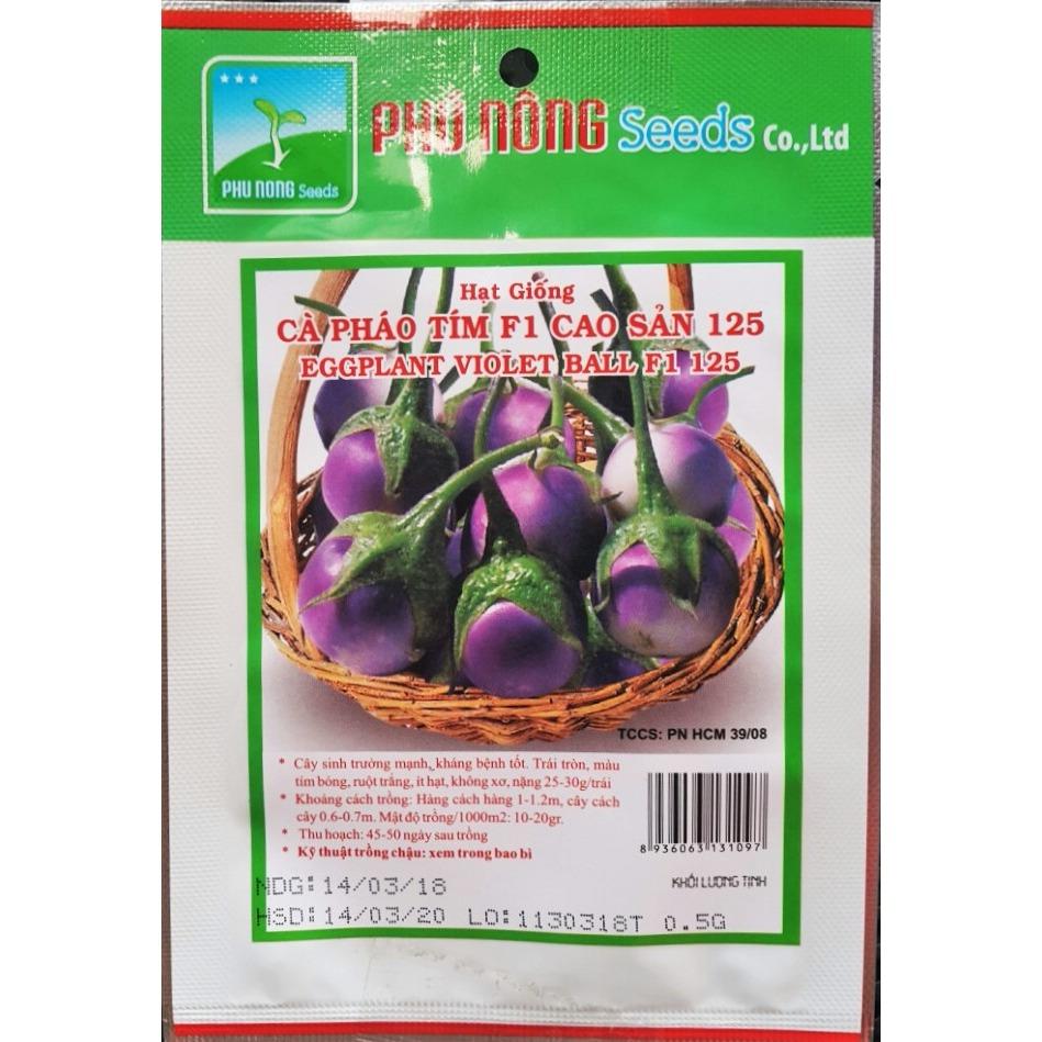 [HCM] Hạt giống Cà pháo Tím cao sản  125 Phú Nông  - Gói 0.5g