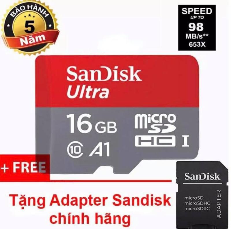 Thẻ Nhớ 16gb Sandisk 80mb/s Micro SDHC Ultra Class 10 - kèm adapter