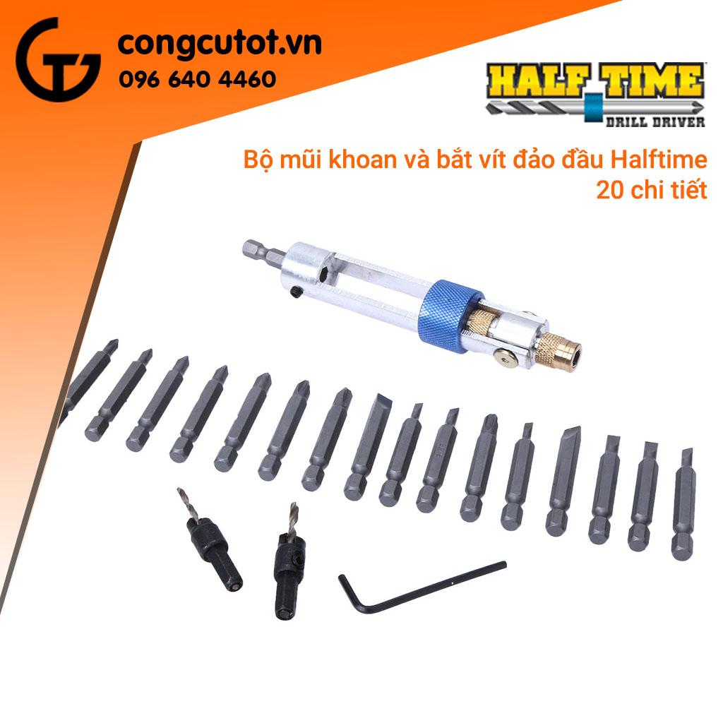 Bộ mũi khoan và vặn vít đảo đầu half time 20 chi tiết