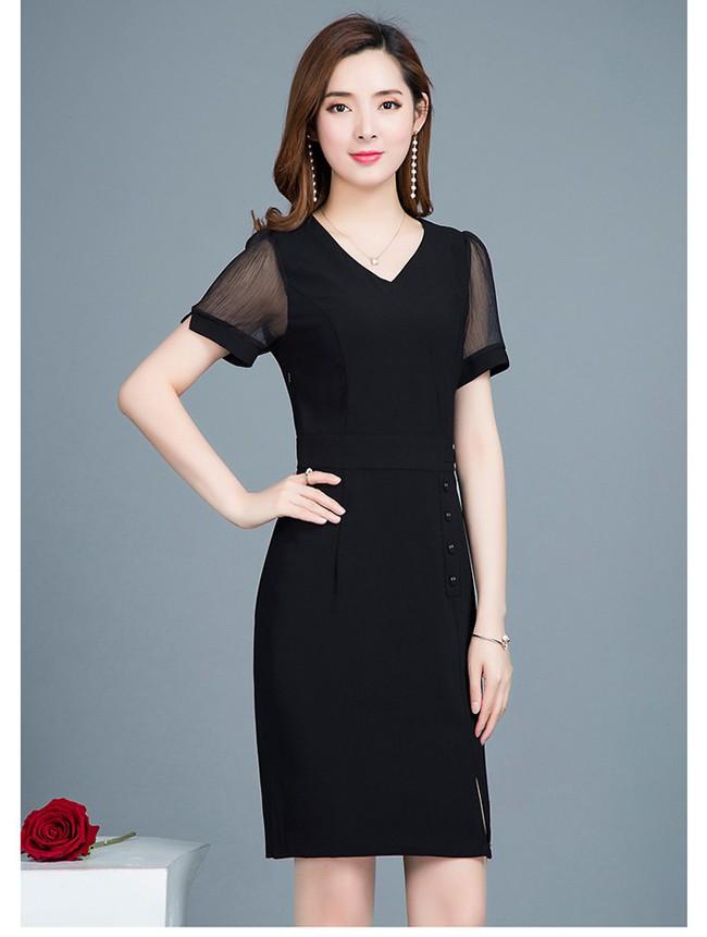 Đầm body dạ tiệc tay phối lưới