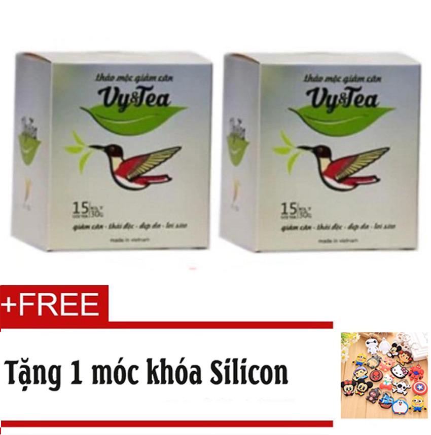 Bộ 2 Trà thảo mộc giảm cân Vy & Tea Chính hãng (Liệu Trình 30 Ngày)- Tặng Móc khóa Silicon