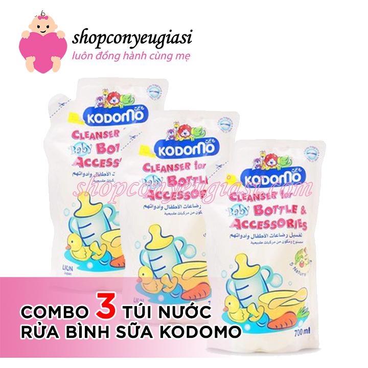HCMCOMBO 3 Bịch Nước Rửa Bình Sữa Kodomo - 700ml - Thái Lan