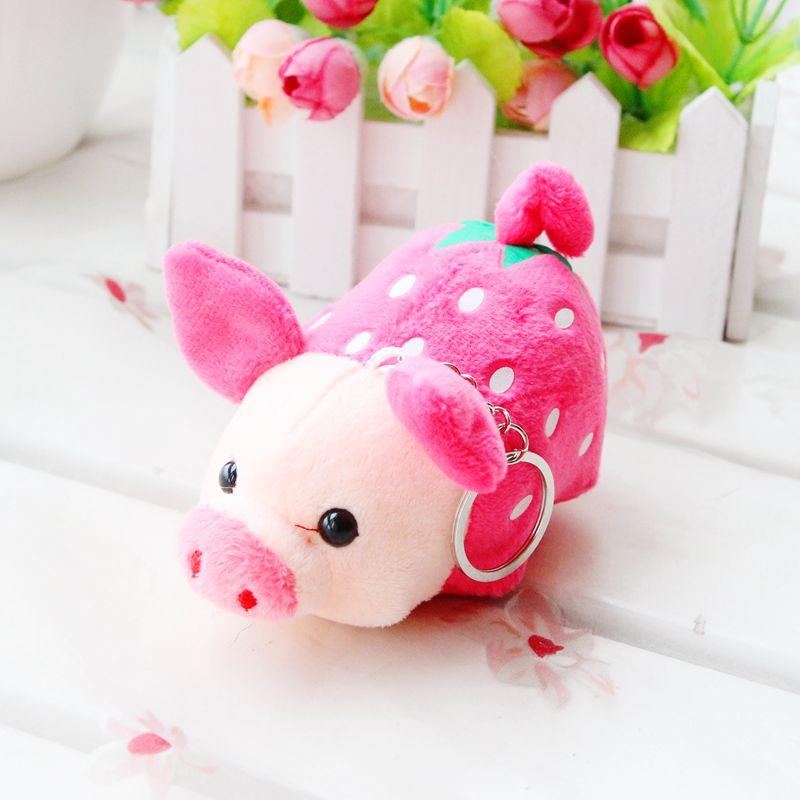 Móc khóa gấu bông heo trái cây