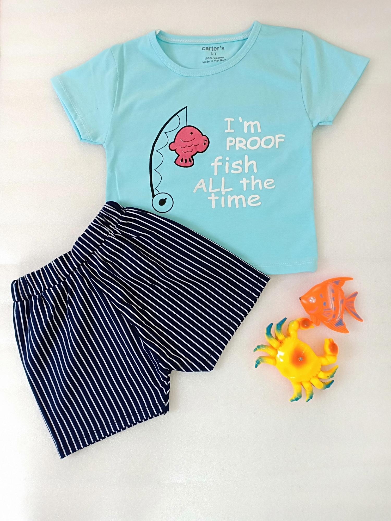 Set bộ lửng bé trai hình cần câu cá cho bé từ 1-5t