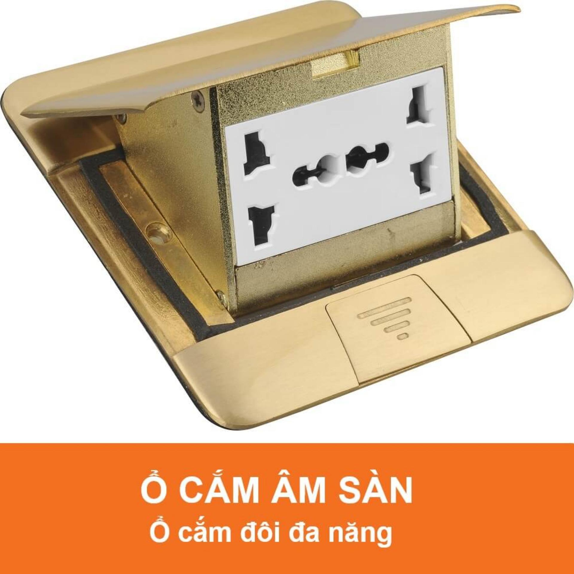 Ổ cắm âm sàn, ổ cắm đôi đa năng, màu vàng, klass kl707-01