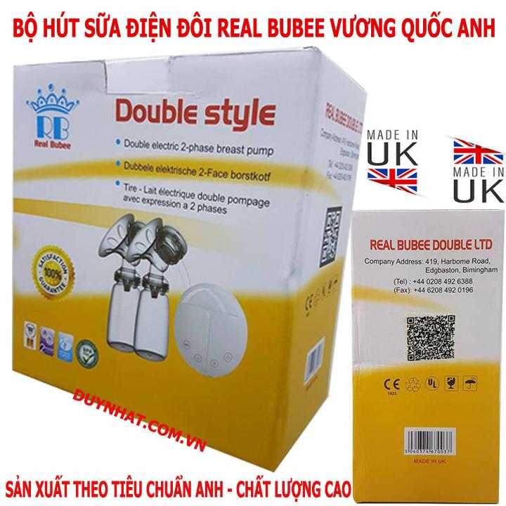 Máy hút sữa điện đôi thông minh Real Bubee 12 cấp độ hút sữa sử dụng nguồn cắm điện cổng USB (ANH QUỐC)