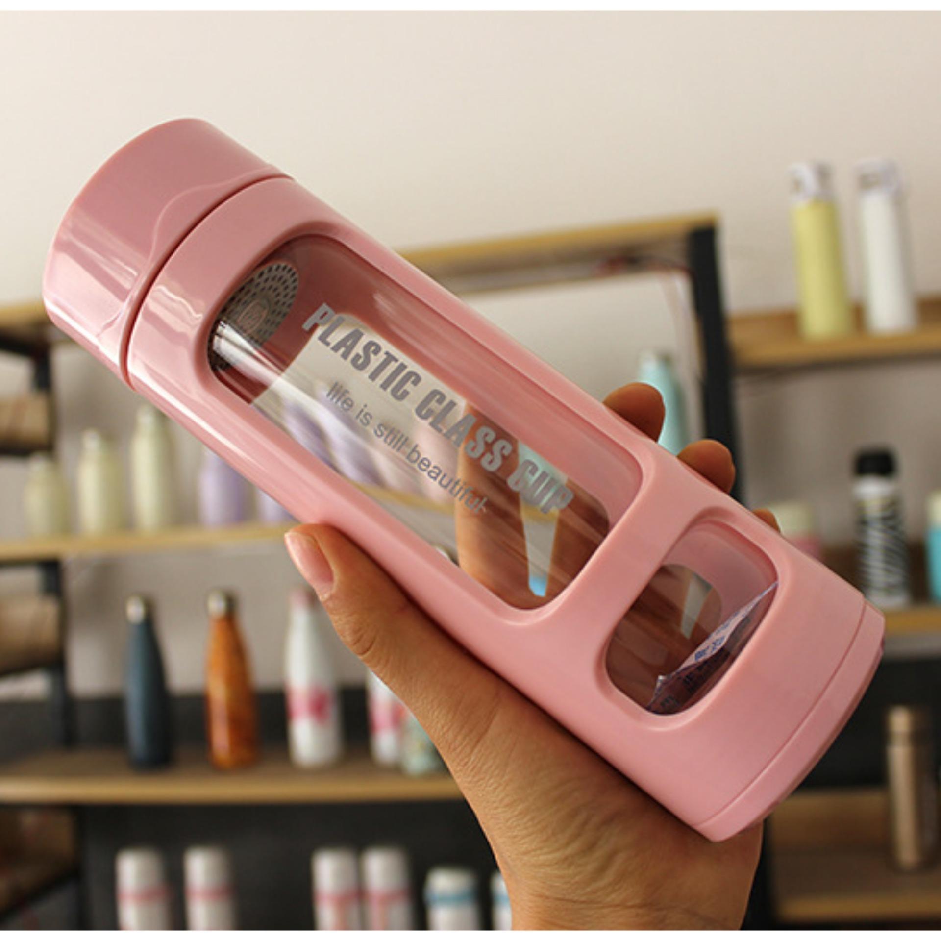 Bình nước thủy tinh cao cấp 360ml - Bình thủy tinh bọc nhựa cao cấp