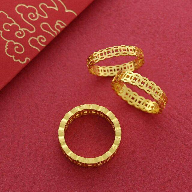 Nhẫn Xi Vàng 18K Kim Tiền size 5 dành cho nữ