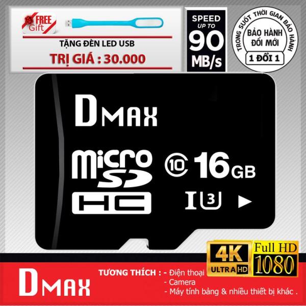 Thẻ nhớ 16GB tốc độ cao U3 , up to 90MB/s Dmax Micro SDHC class 10 - Bảo hành 5 năm+ Tặng đèn led