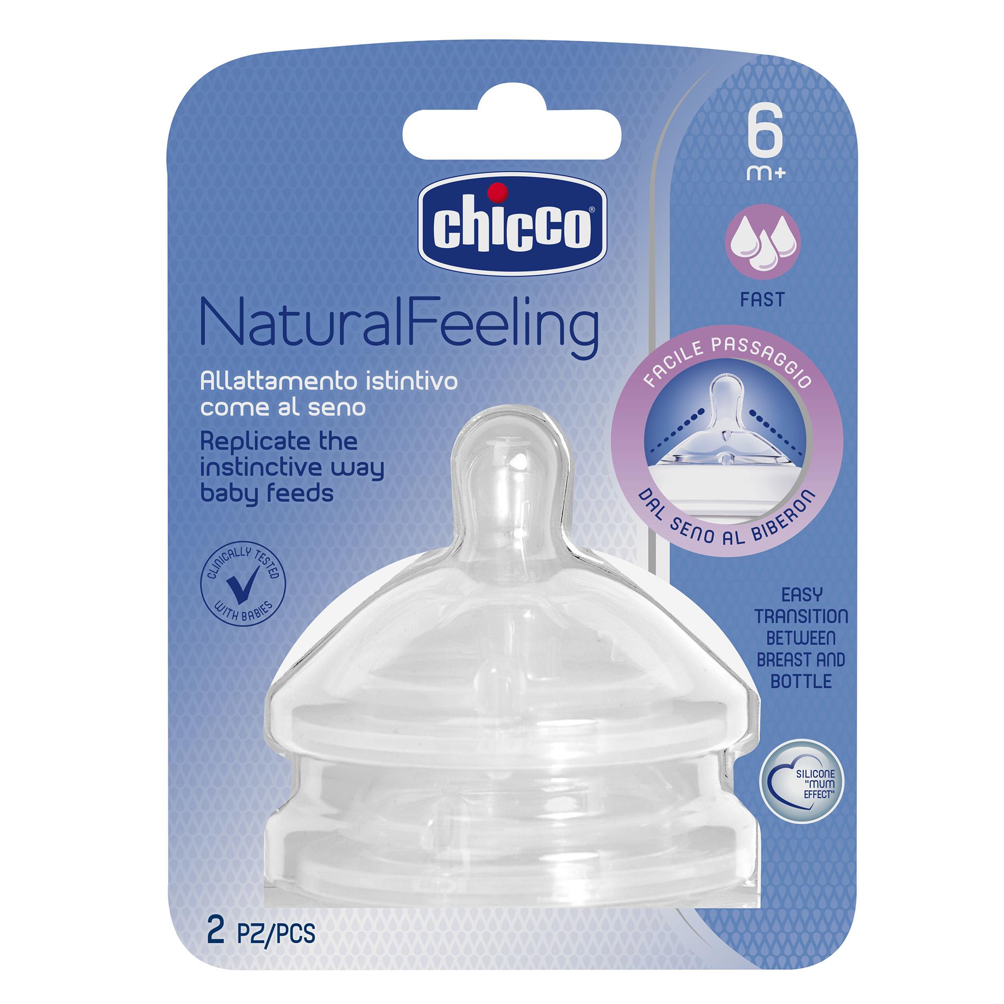 Hai núm ty thay Natural Feeling dòng nhanh 6M Chicco