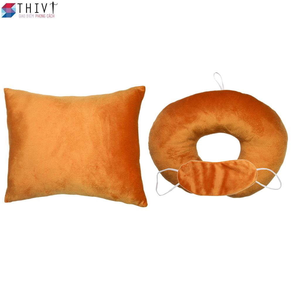 Combo Gối Tựa Lưng Gối Cổ và Bịt Mắt Du Lịch Cao Cấp THIVI