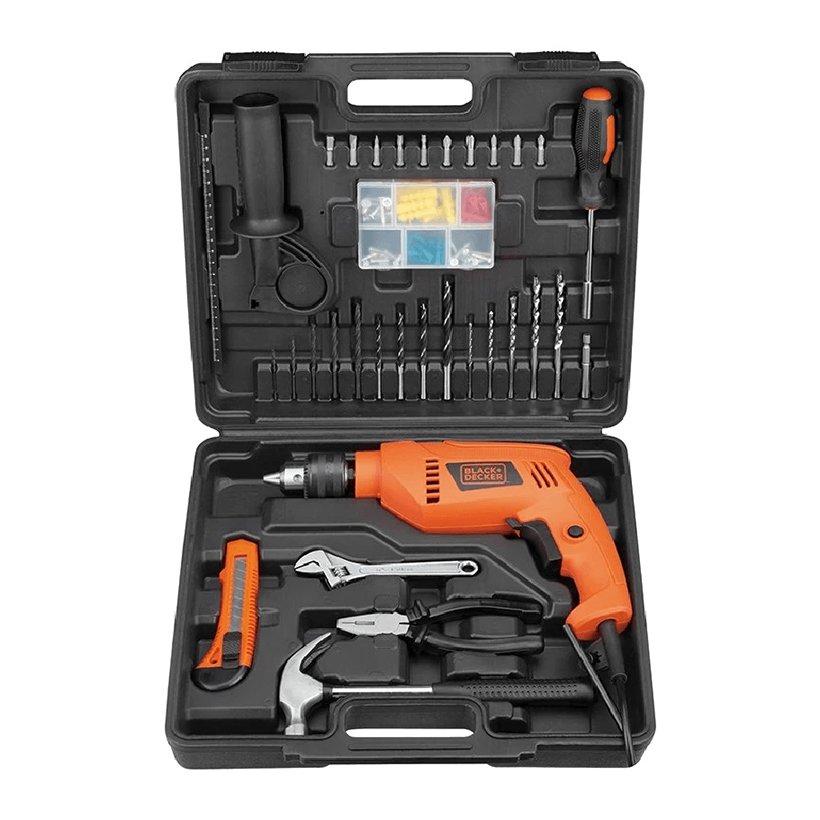 Black+decker - máy khoan động lực 550w - 13mm có hộp,100 phụ kiện kèm theo hd555kmpr-b1
