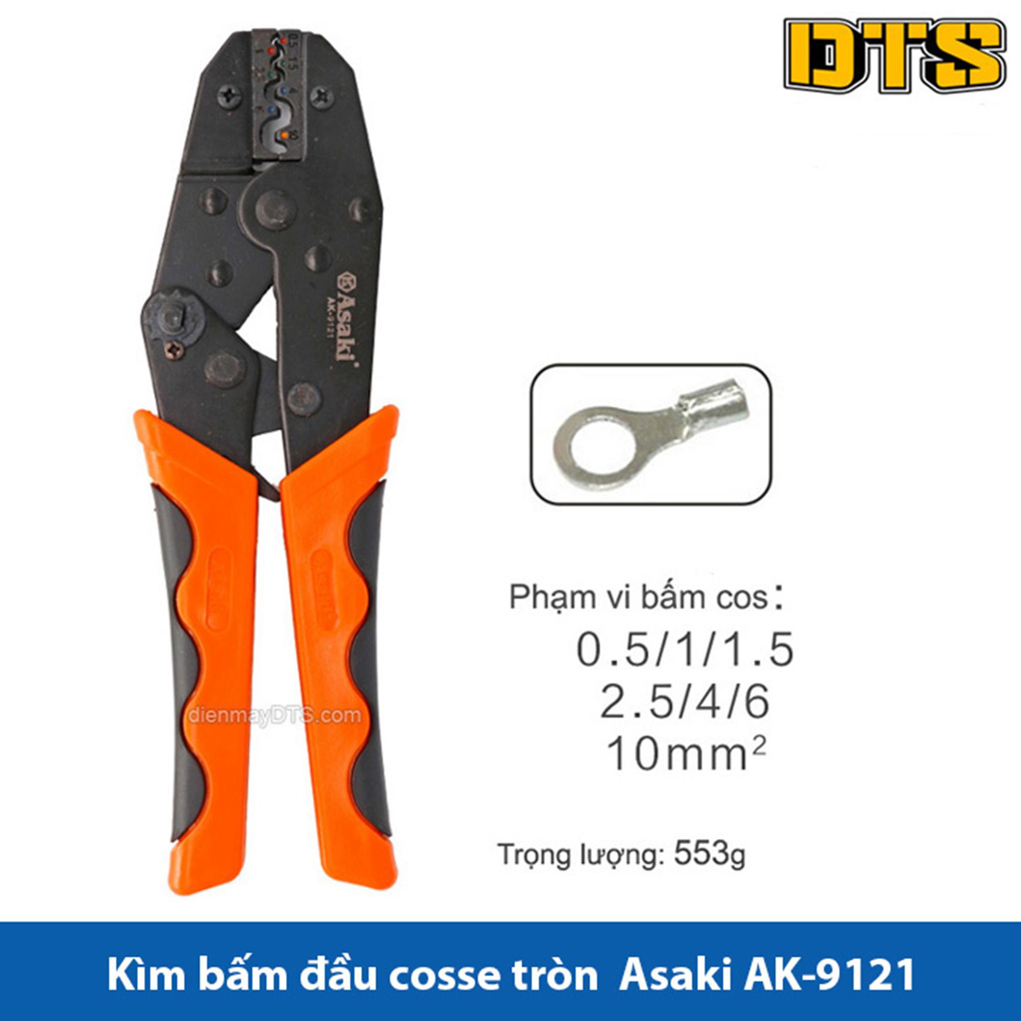 Kìm bấm cos tròn Asaki AK-9121 0.5 10mm2 - Kềm bấm cốt tròn