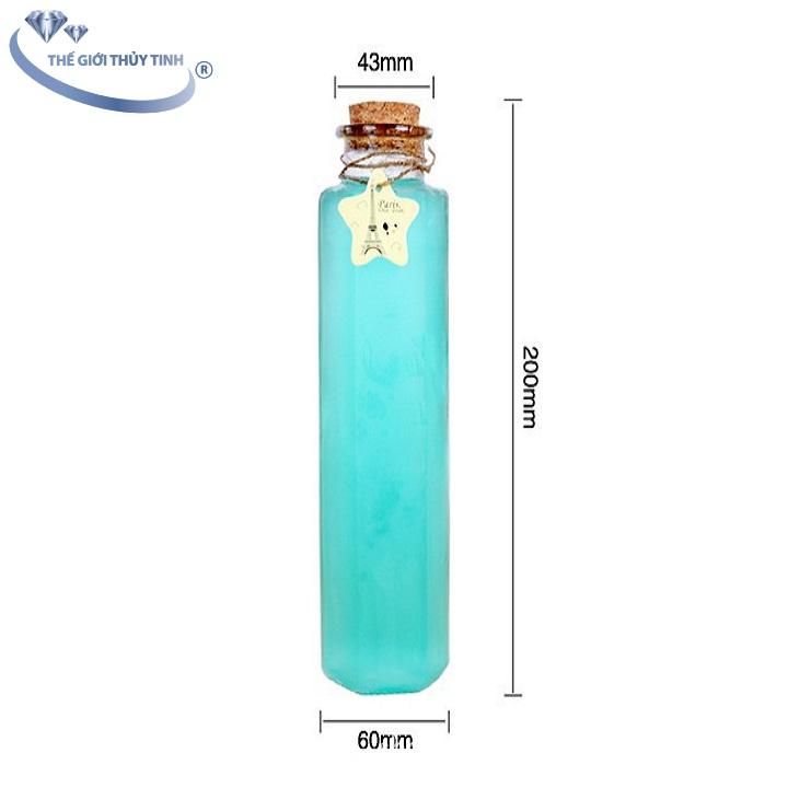 Chai thủy tinh lục giác 350ml nút bần