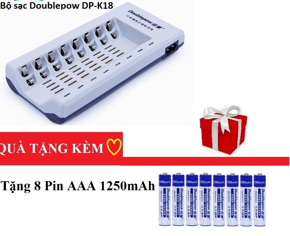 Combo bộ sạc nhanh thông minh đa năng doublepow dp-k18 tặng 8 pin aaa 1250mah