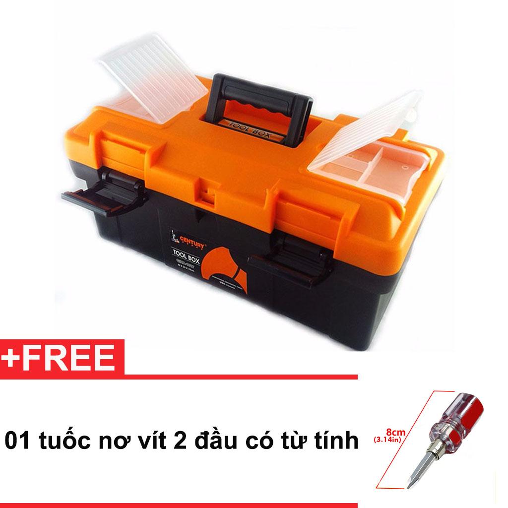 Hộp đựng dụng cụ Century GIHA-1017 420x230x190mm+Tặng 01 tuốc nơ vít - Có khóa và lỗ khóa để khóa khi mang ra ngoài, tránh bị thất lạc, mất dụng cụ