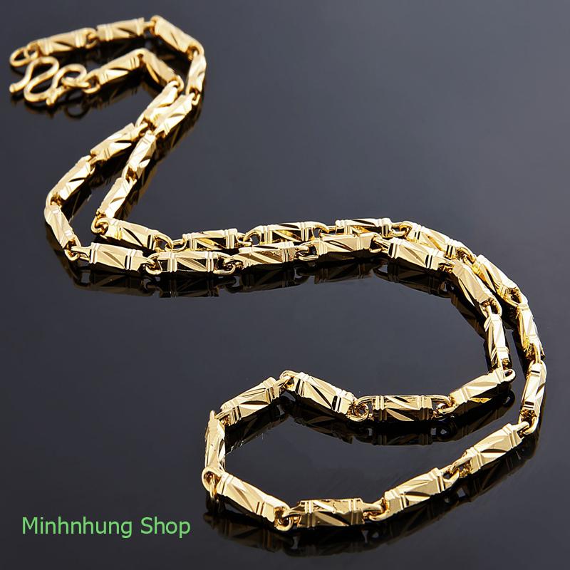 Vòng cổ mạ vàng 24k - Dây chuyển nam nữ ống trúc mạ vàng 3 lớp cực đẹp