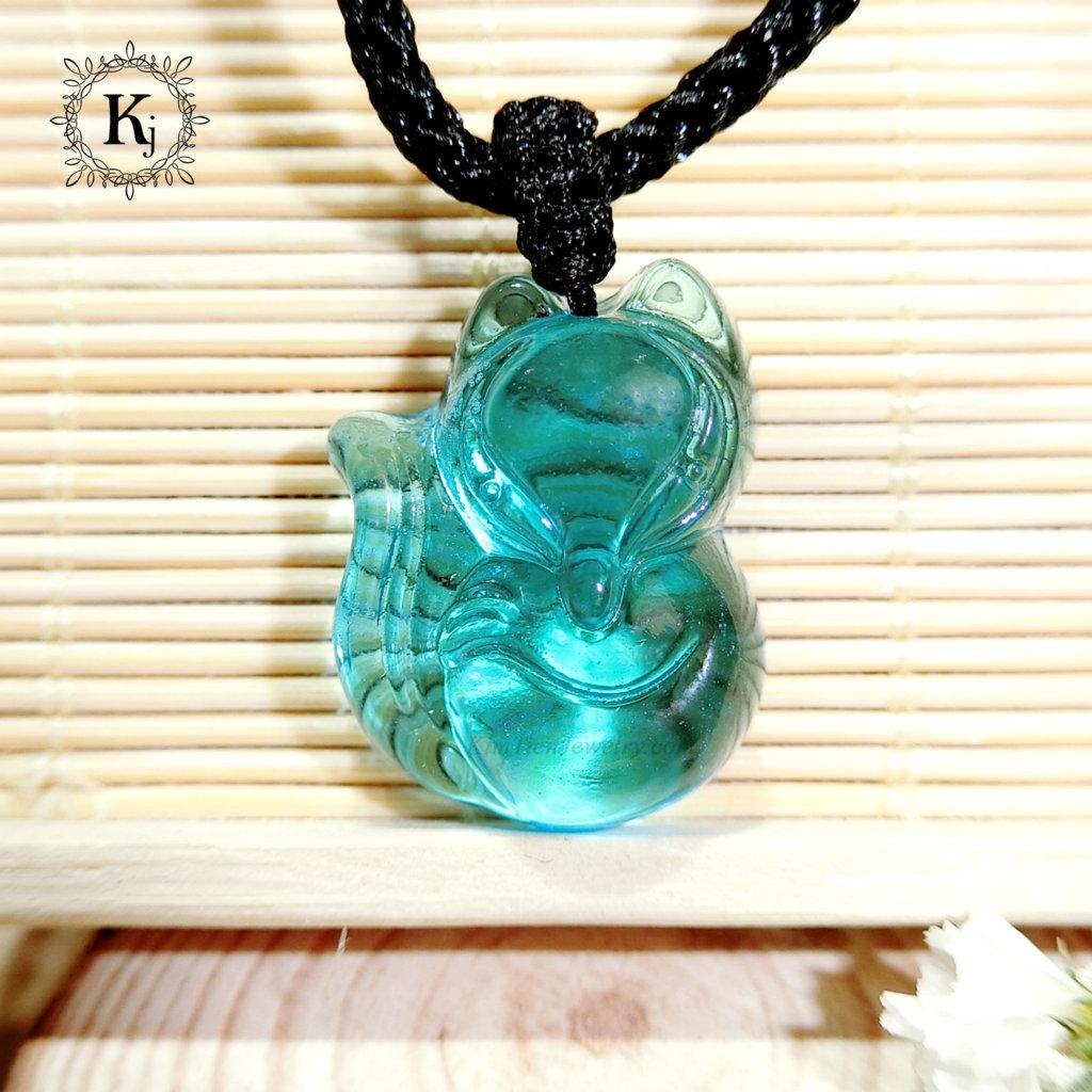 Topaz Hồ Ly Xanh Dương - Bảo Vật Chiêu Tài - Hợp Mệnh Thủy , Mộc - Tặng Kèm Dây