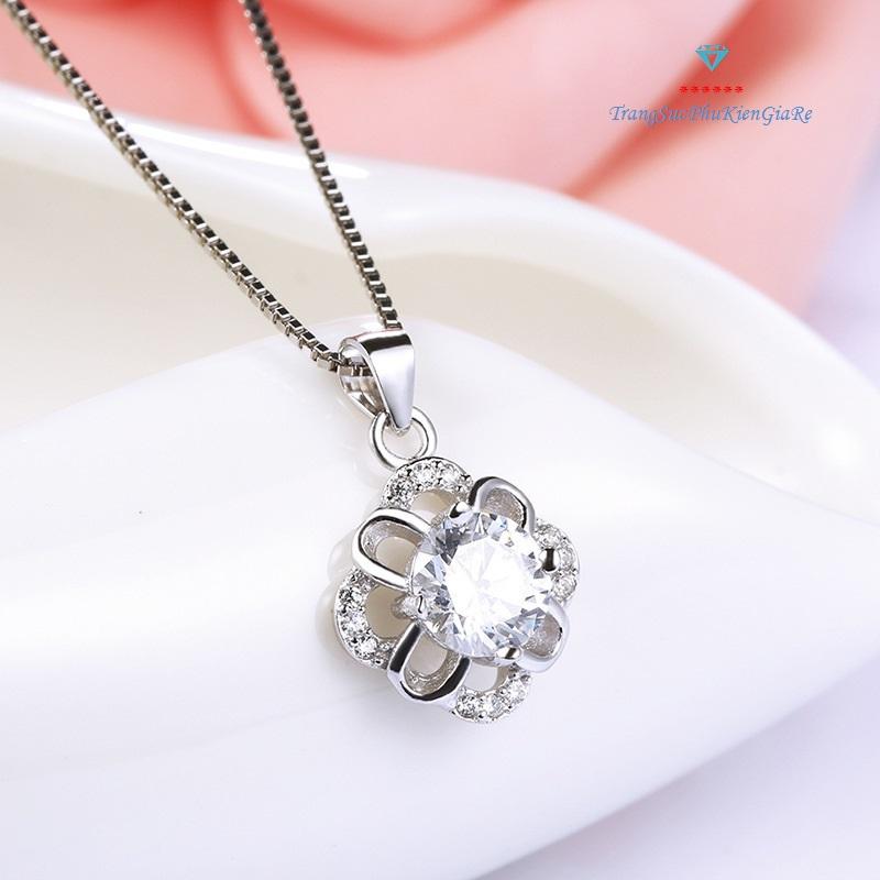 [HCM]Dây chuyền thời trang hình hoa đính đá cực cool xi bạc S925 giá rẻ
