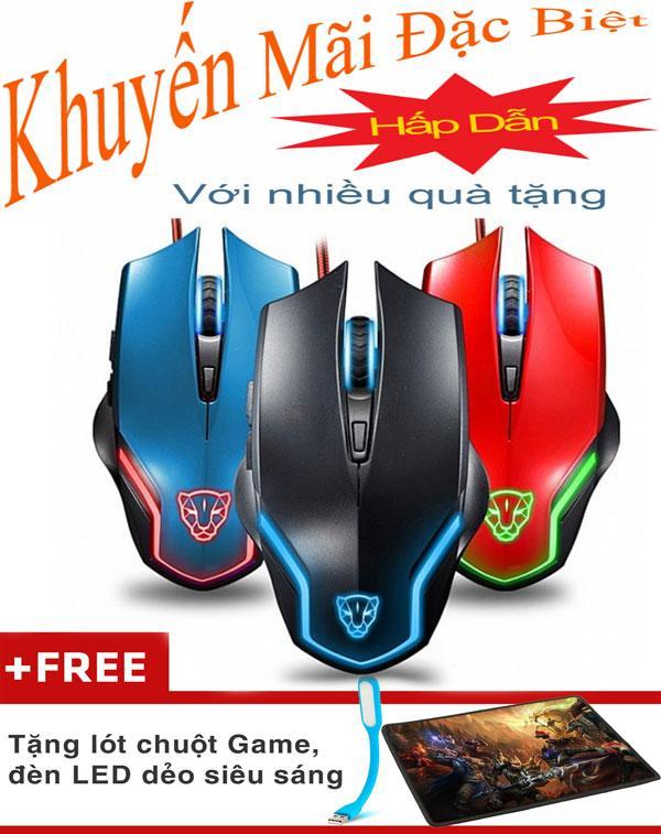 Chuột máy tính mouse motospeed f60 usb tặng lót chuột, đèn led