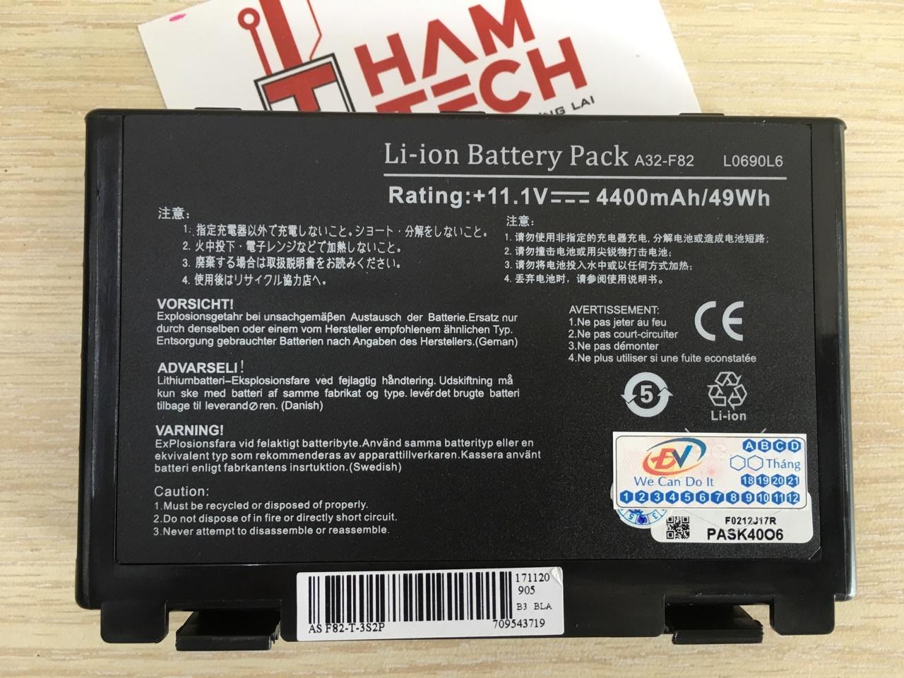Pin laptop asus k40 a32-f82 a32-f52 f82 f83 f52 k50 k51 k60 x70 x87 x87q x8a x8aie x8aij pro8 - 6 cell