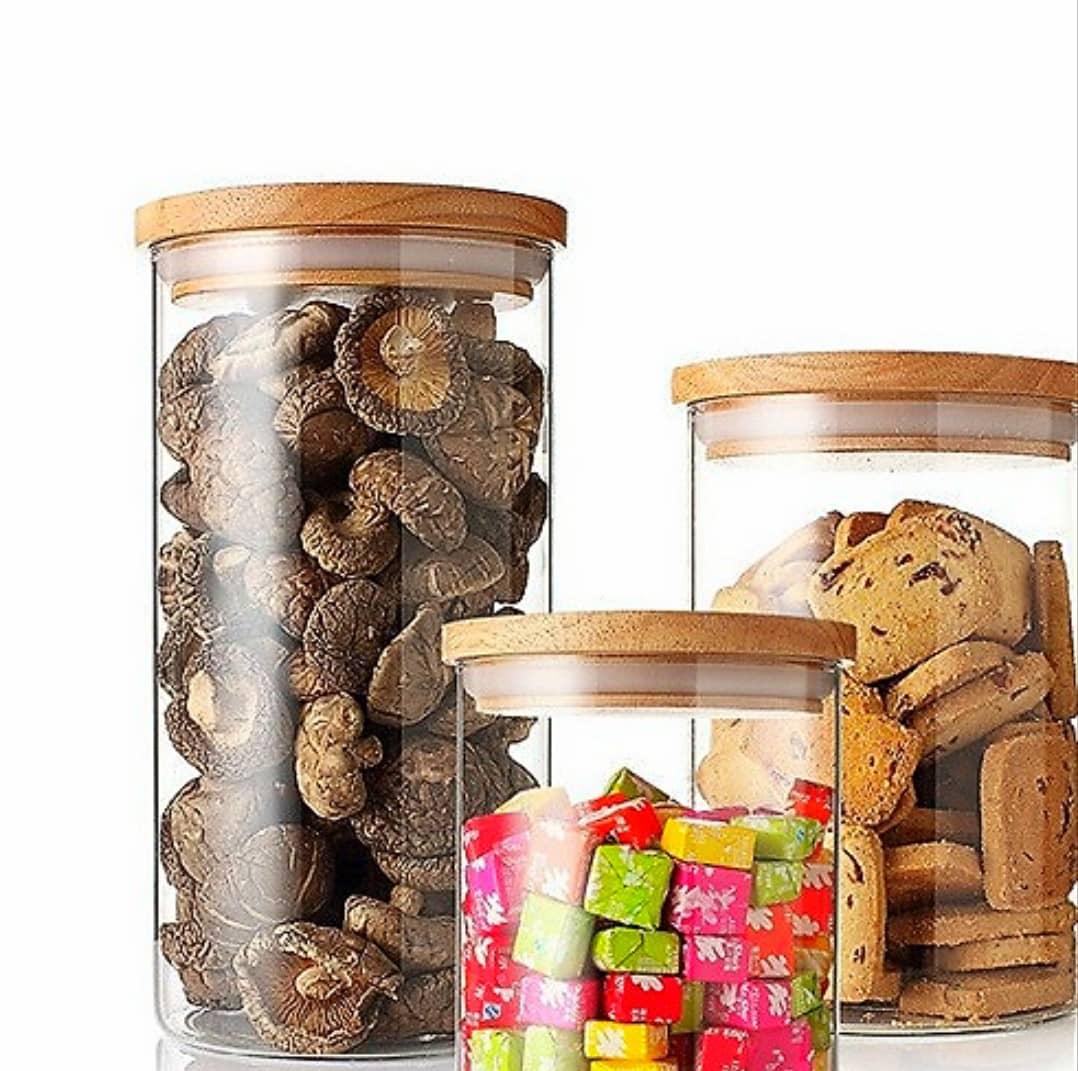 Hũ thủy tinh nắp gỗ cao cấp Ocean - 1 lít