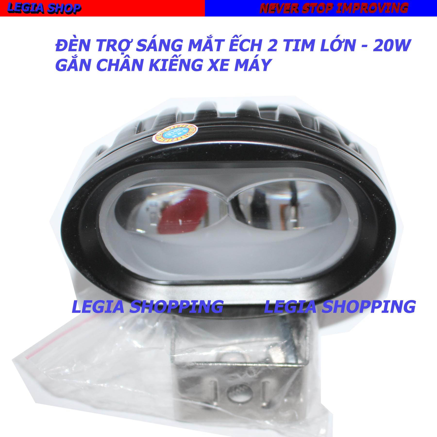 Đèn trợ sáng đèn phượt mắt ếch 20w 2 tim lớn gắn xe honda yamaha suzuki
