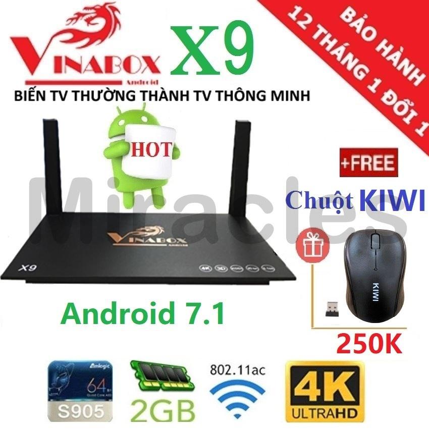 Android tivi box vinabox x9 + tặng chuột kiwi giá 250k - phân phối bởi miracles company