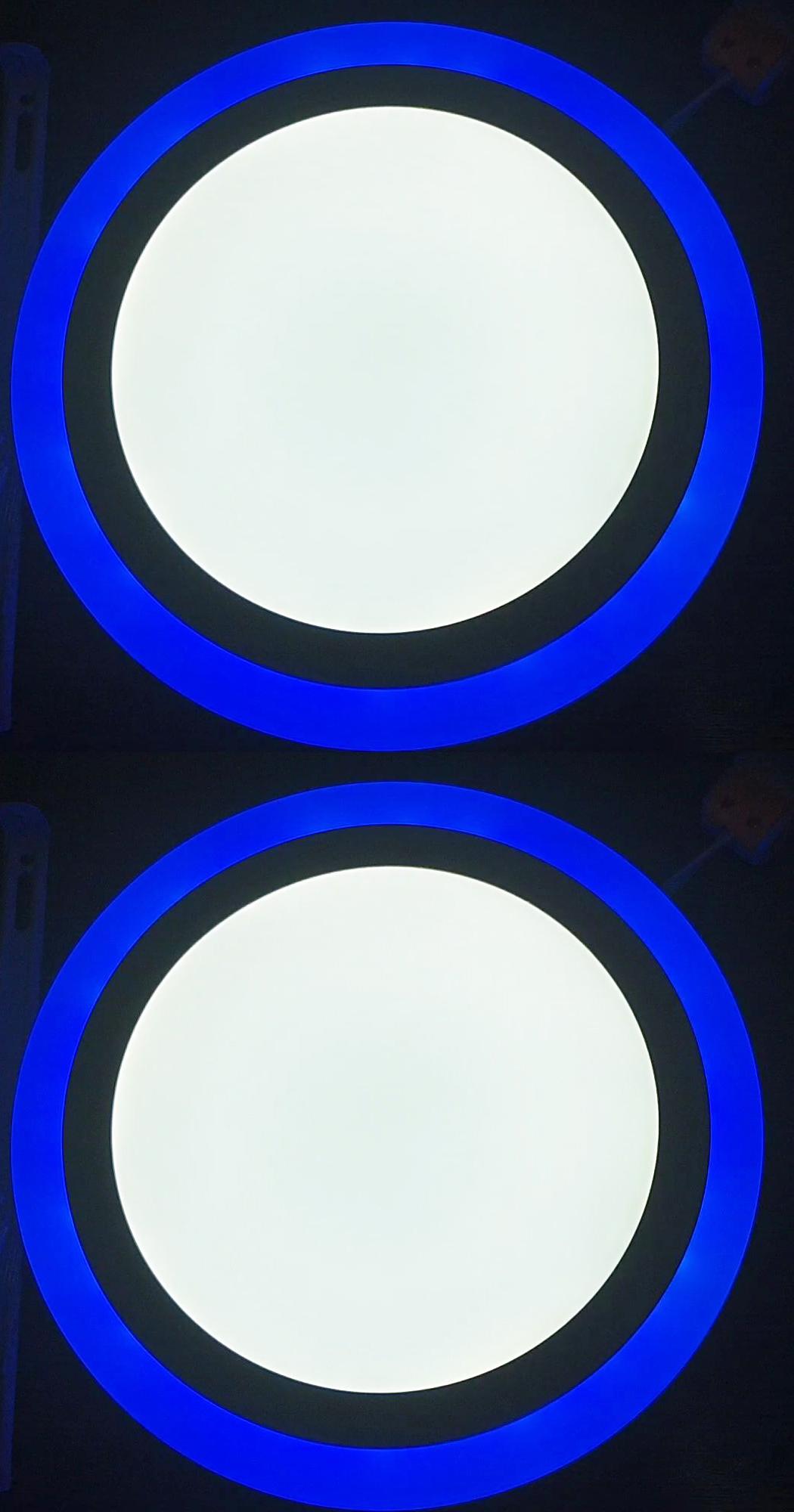 Bộ 2 đèn led nổi ốp trần 24w tròn 2 màu 3 chế độ ánh sáng xanh dương