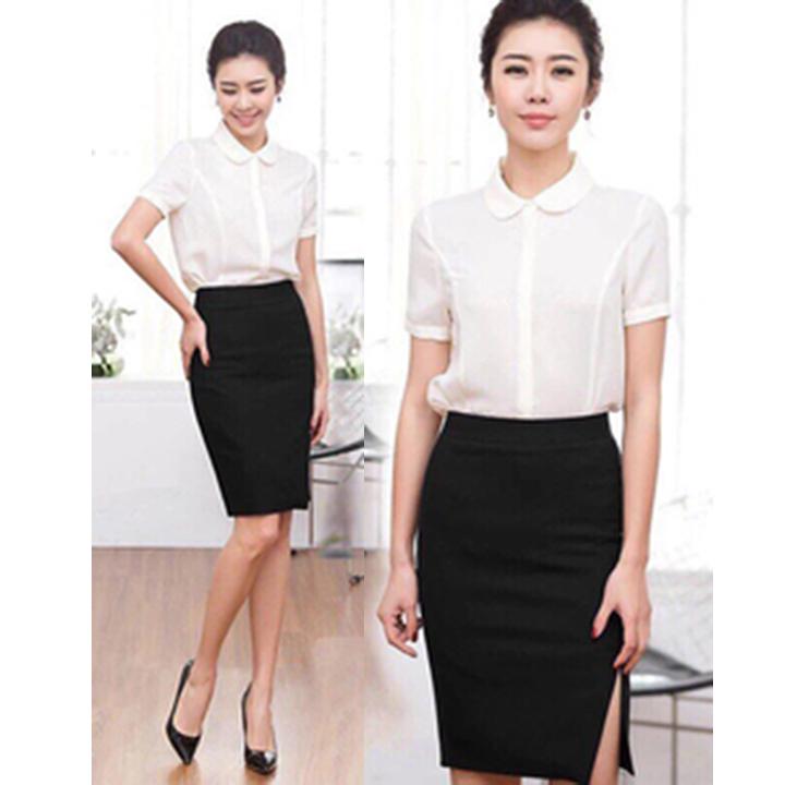 Chân Váy Body Xẻ Chất Liệu Poly 2 Da Mềm Mại Láng Mịn