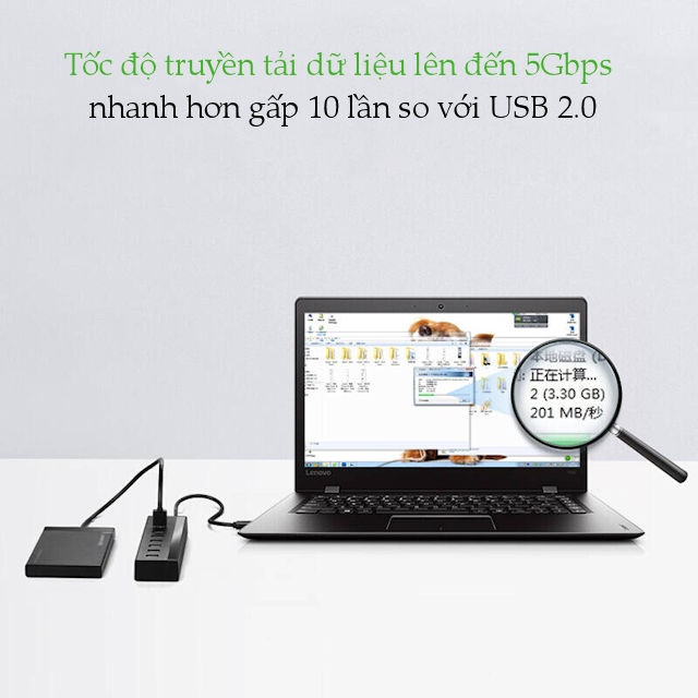 Bộ chia Hub USB 3.0 7 cổng UGREEN US219 Bộ chia Hub USB 3.0 7 cổng UGREEN US219