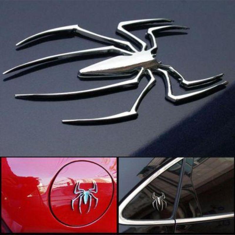 Logo nhện dán trang trí mạ inox (Bạc)