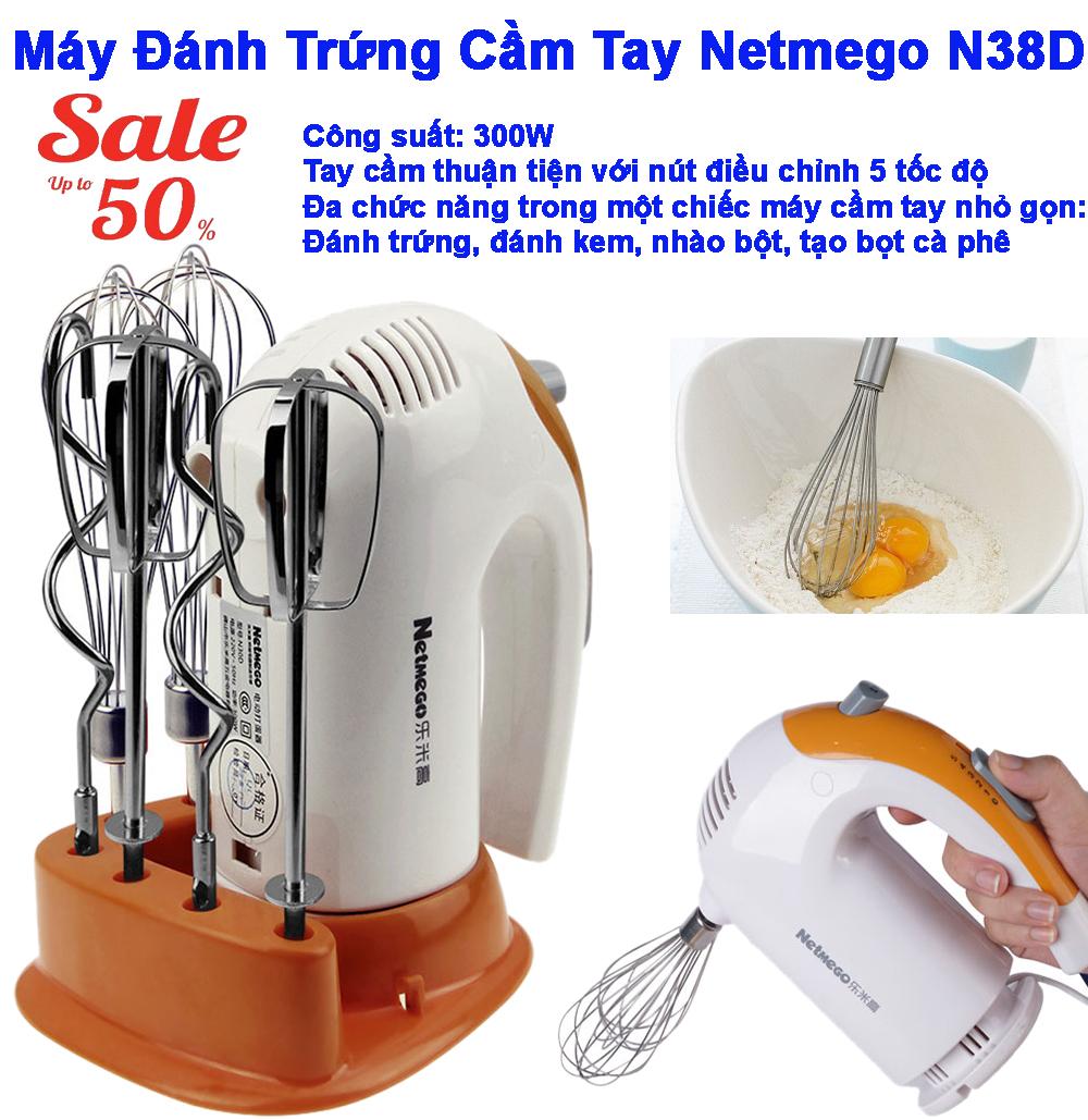 [HCM]May Danh Trung Máy Đánh Trứng Nhào Bột Cầm Tay Đa năng Netmego N38D-534 300W Chất Lượng Tốt Dễ Sử Dụng‎ Giảm Giá Cực Sốc 50% - Bh Uy Tín 1 Đổi 1
