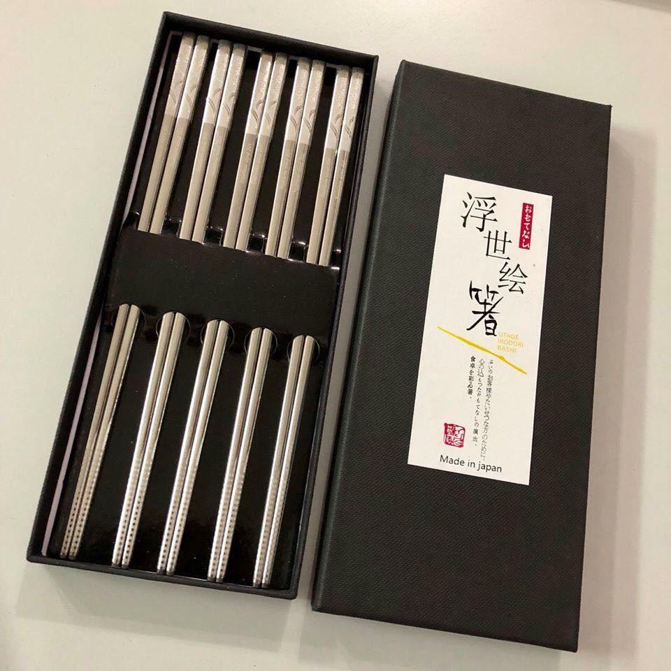 Set 5 đũa inox đặc ruột 304 made in japan