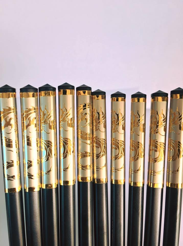 [HCM]Bộ Đũa Cao Cấp Nạm Rồng Vàng