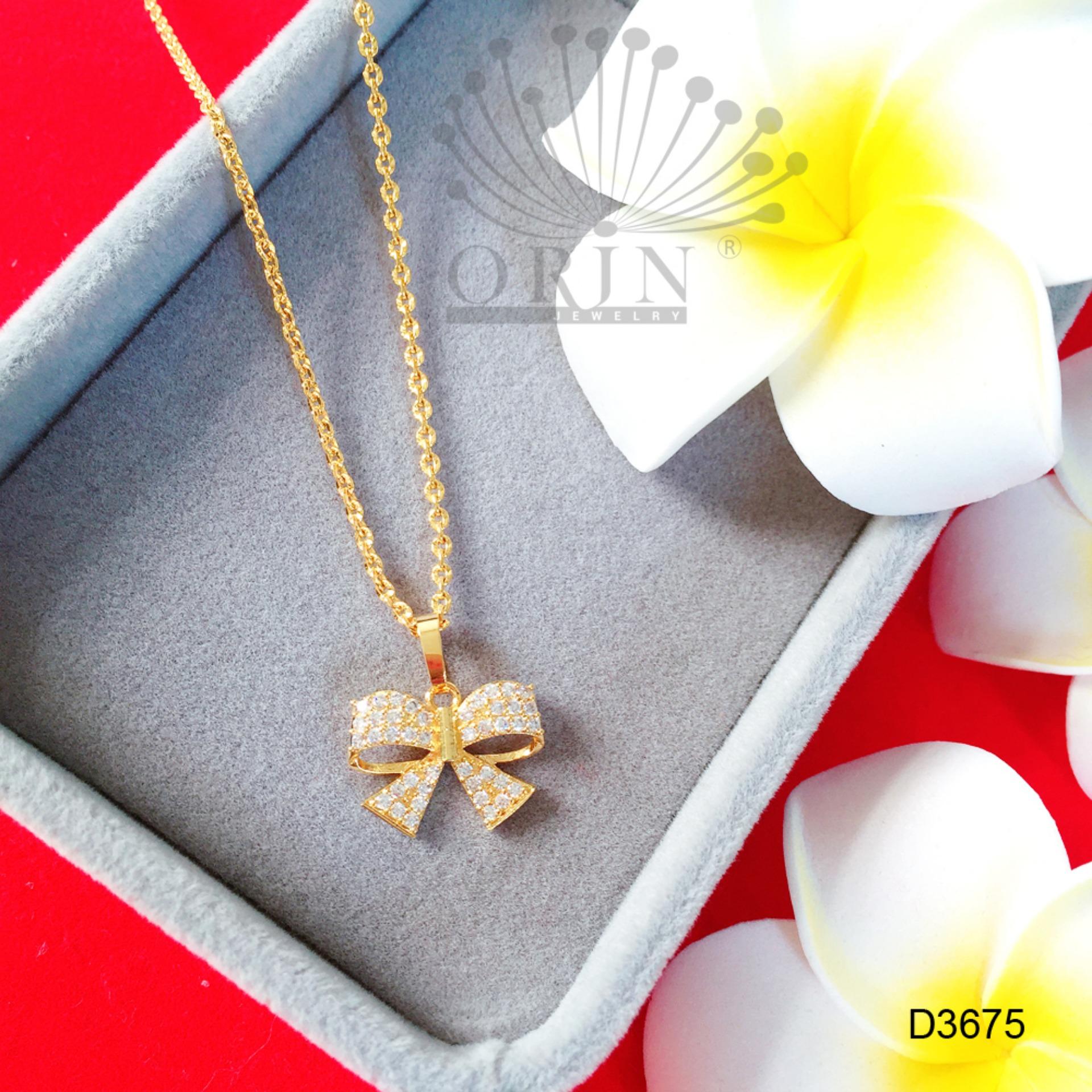 Dây chuyền mặt nơ đính đá cách điệu thời trang cao cấp Orin D3675 - Long Tien