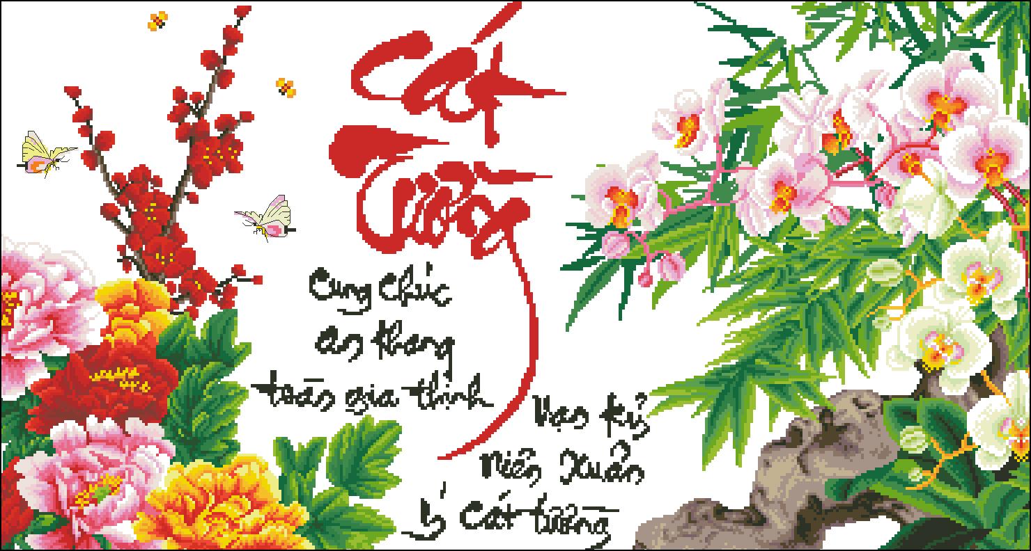 Tranh thêu chữ thập cát tường 4