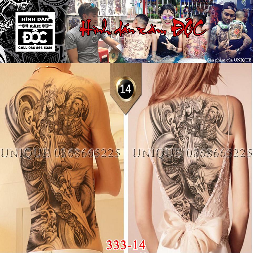 Unique - hình xăm dán kín lưng 36x48cm triệu tử long múa đao