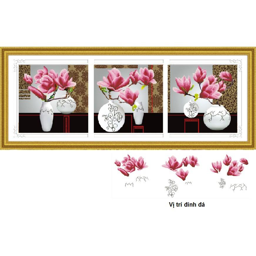 Tranh đính đá Bình hoa 3 bức