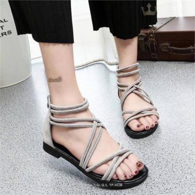 Giày sandal cột dây nhung giá rẻ