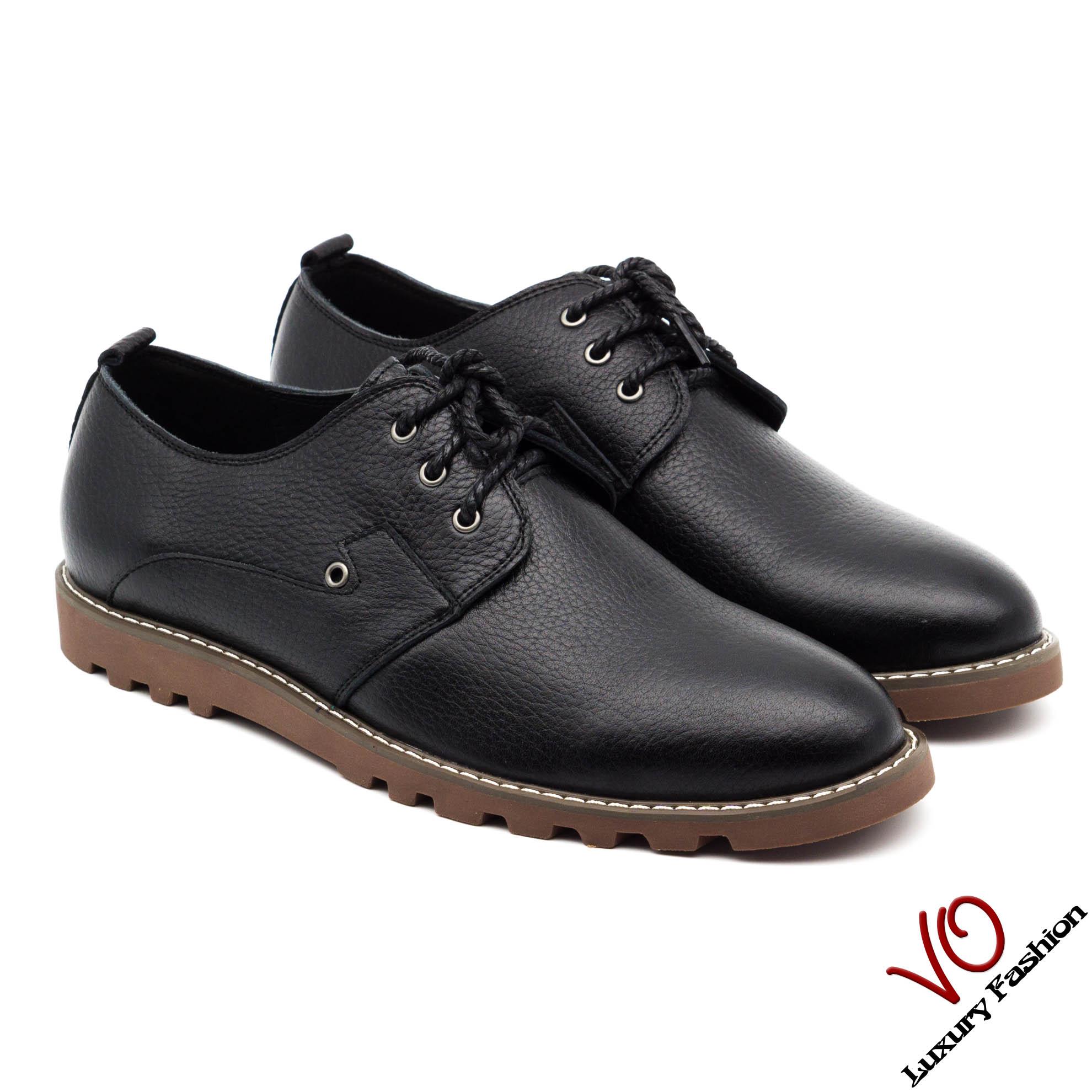 Giày mọi da bò thật màu đen trẻ trung VO Shoes AB362