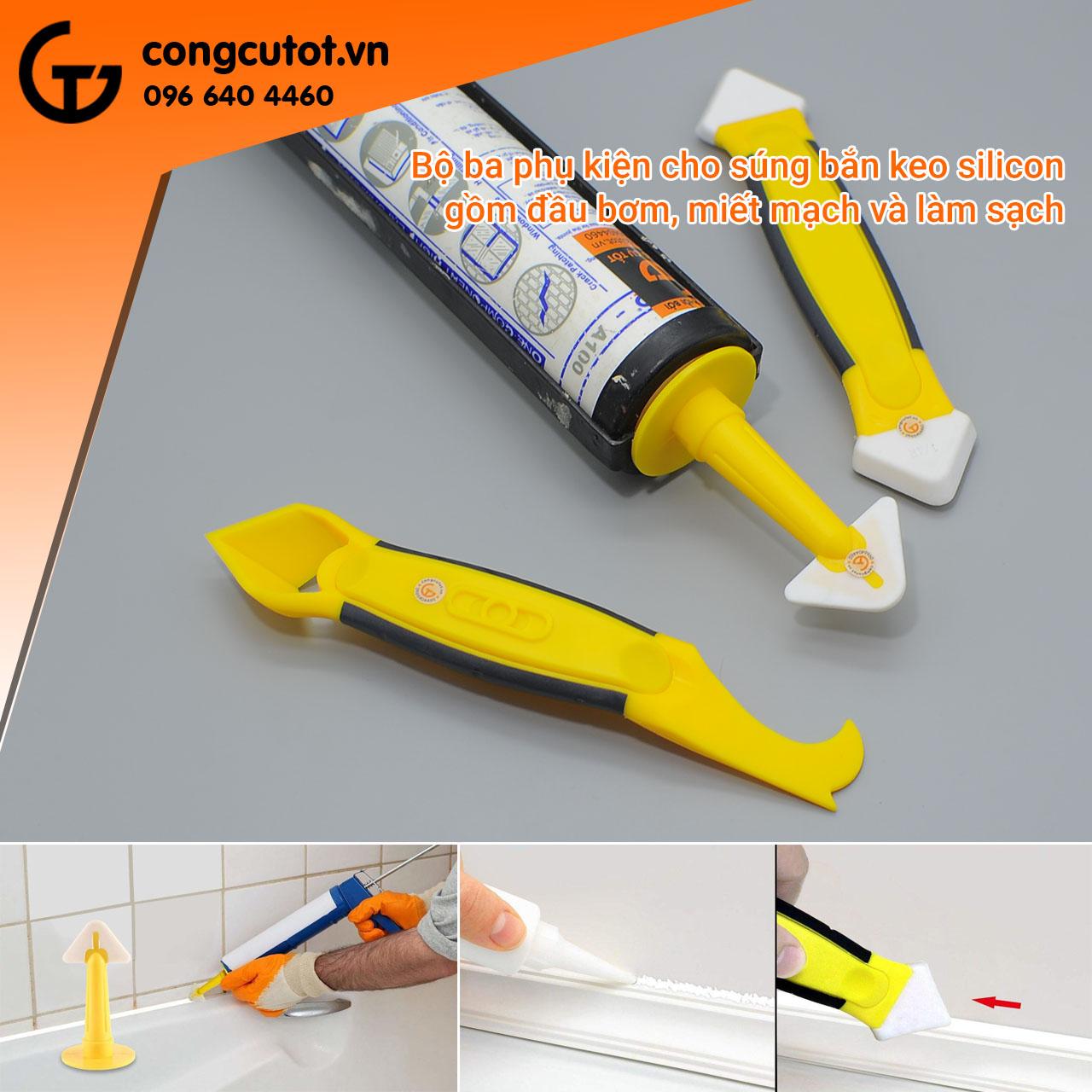 Bộ đầu bơm keo silicon miết mạch và làm sạch keo GT771