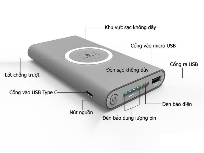 Sạc dự phòng Qi 10000 mAh Remach-Rẻ Mà Chất  BẢO HÀNH 6 THÁNG