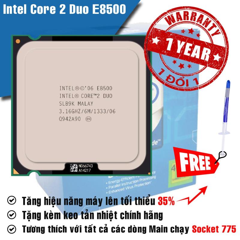 Bộ Vi Xử Lý Intel Core 2 Duo E8500 3.16Ghz, 2 lõi, 6Mb Cache, Bus 1333MHz - tặng keo tản nhiệt.