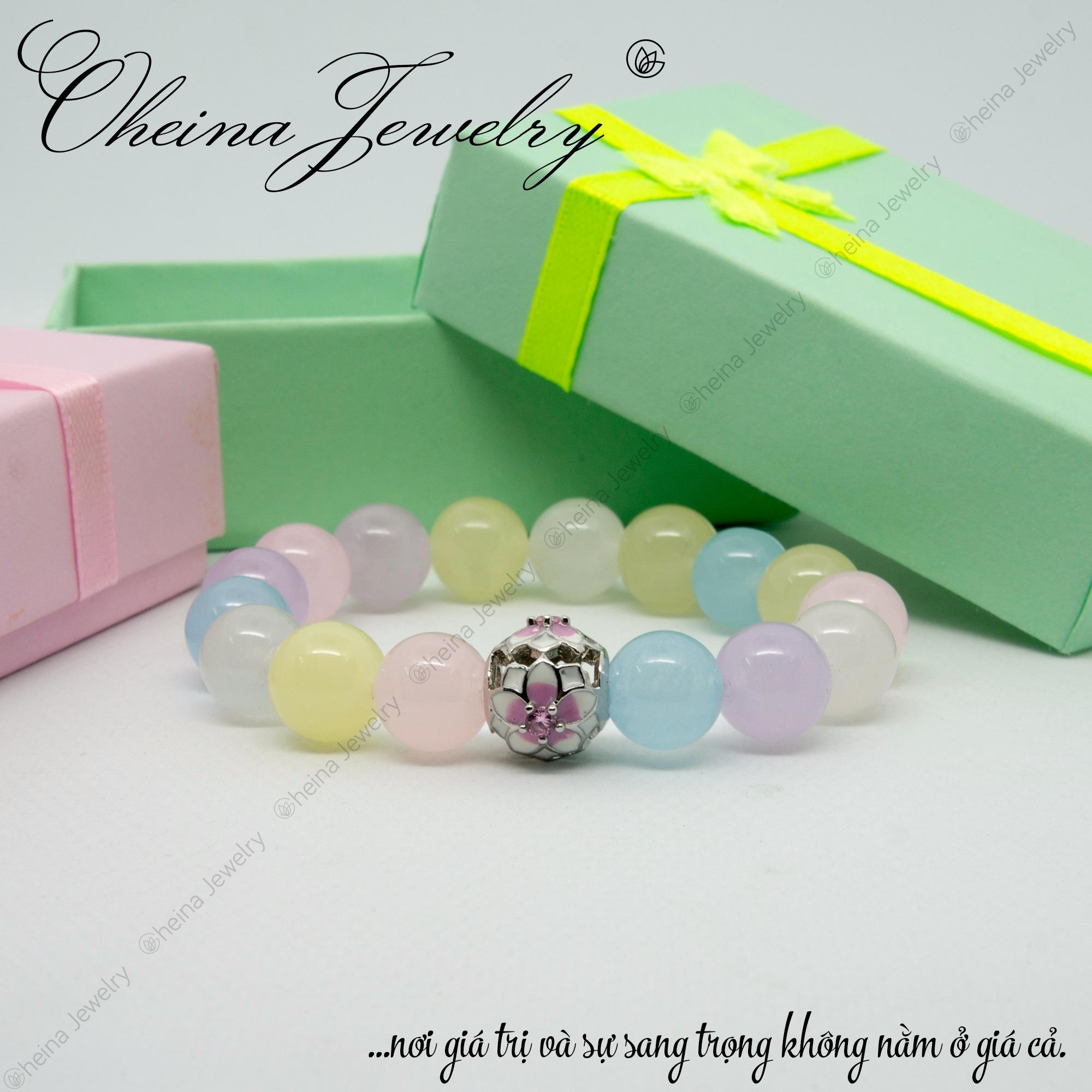 Vòng tay phong thủy đá Agate ngũ sắc cao cấp .