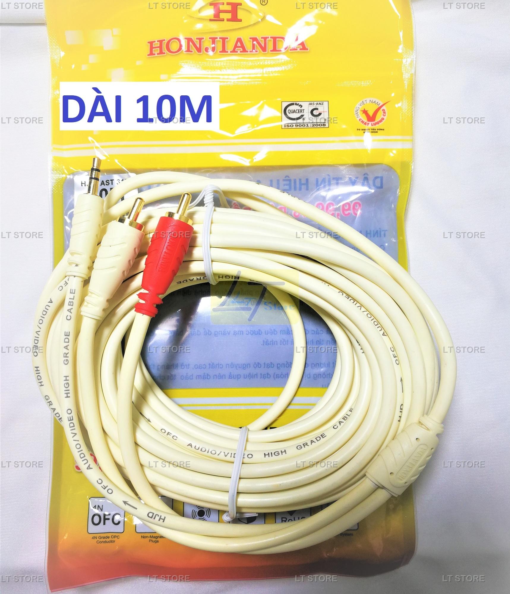 [HCM]Dây cáp loa Jack 3.5 ra 2 đầu hoa sen RCA dài 10M cao cấp
