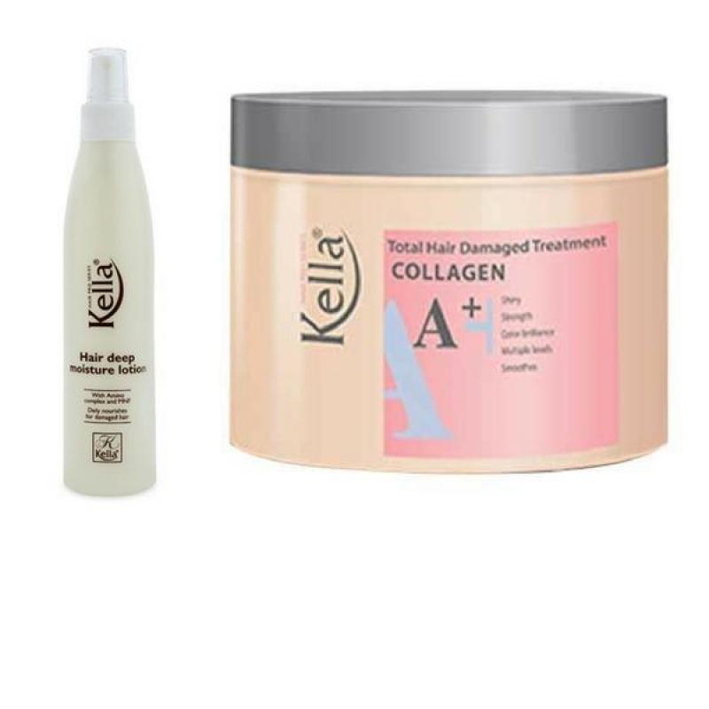 Combo xịt dưỡng mền tóc + hấp collagen kella giá rẻ