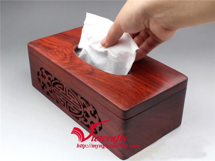 Hộp đựng giấy ăn bằng gỗ tự nhiên trơn cao cấp