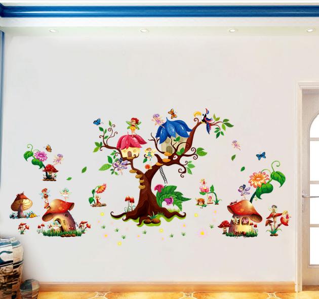 Decal dán tường 576875-69- cây và nấm
