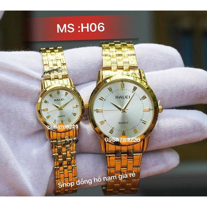 đồng hồ đôi nam nữ dây mạ vàng ,mặt trắng,chống nước,chống xước tuyệt đối .